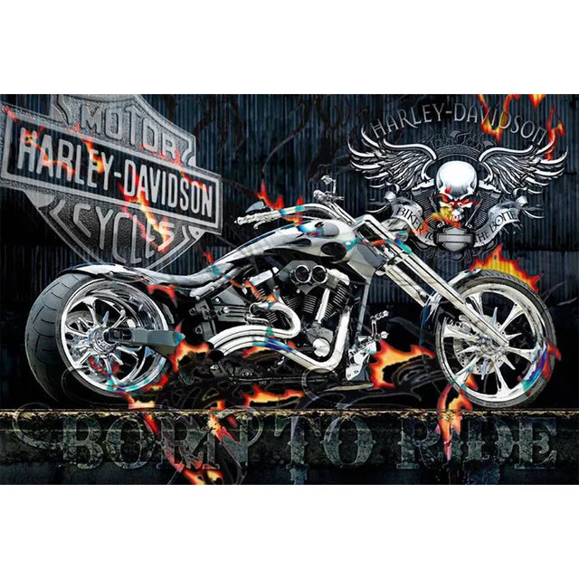5D DIY Full Drill Square AB Diamond Painting Printed Motorbike Pictures Home Decor Embroidery Cross Stitch Mosaic