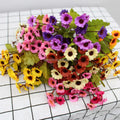 Wholesale Artificial Flower Sunflower Artificial Daisy Small Chrysanthemum Flower Decoration New Year Cloth Plastic 6 Pcs/Box