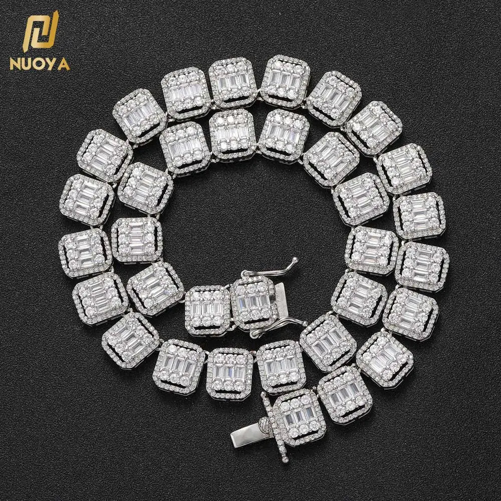 NUOYA Women Iced Out Tennis Chain Choker Hip Hop Jewelry Sulver Plated Clustered Diamond Tennis Chain Jewelry for Women