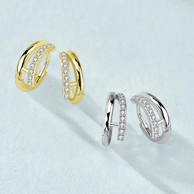 Wholesale Fashion Jewelry Earrings Cubic Zirconia 925 Sterling Silver Gold Plated CZ Huggie Hoop Earrings for Women