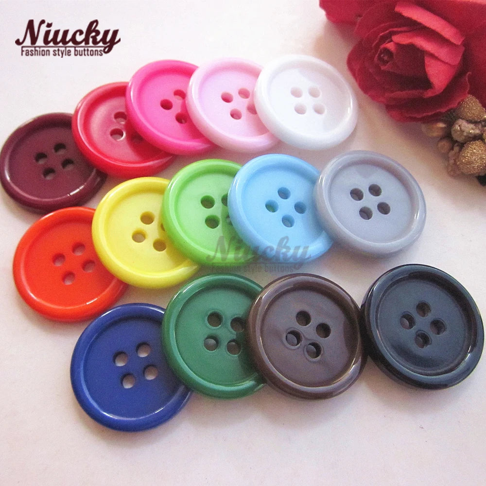 Factory Supply 20mm Colorful 4-Hole Thin Edge Resin Sequins Washable Coat Button Clothing DIY Handmade Sewing Basic Sewing