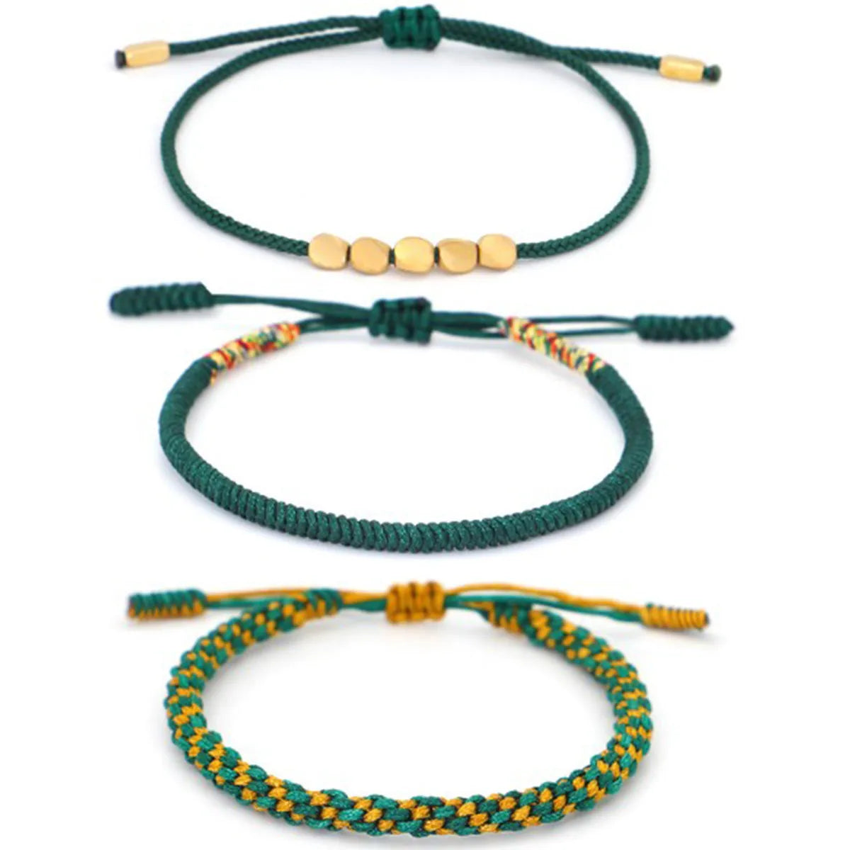 Tibetan Buddhist Copper Bead Lucky Rope Bangles Adjustable Braided Women Men Handmade Bracelet
