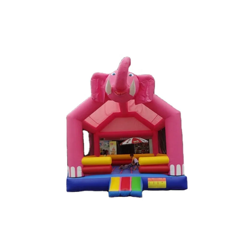 Yard Pink Elephant Inflatable Bounce House Jumping Castle with Roof