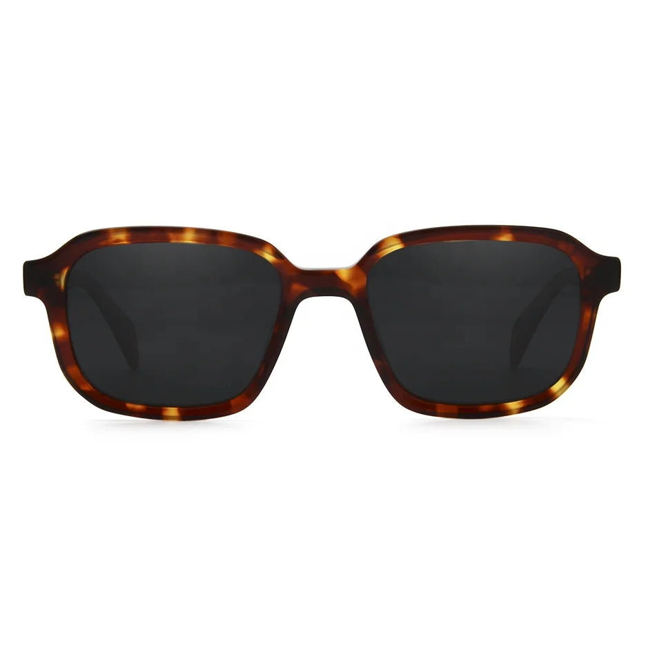 Trendy Acetate Polarized Shades for Men Tortoise Shell Rectangle Sun Glasses Men Driving Sunglasses  UV Protection Oculos De Sol