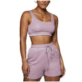 Women's Two-piece Shorts Summer High Waist Lace-up Shorts Vest Set Jogger Biker Jogger Two Piece Set Women Clothing Summer 2024