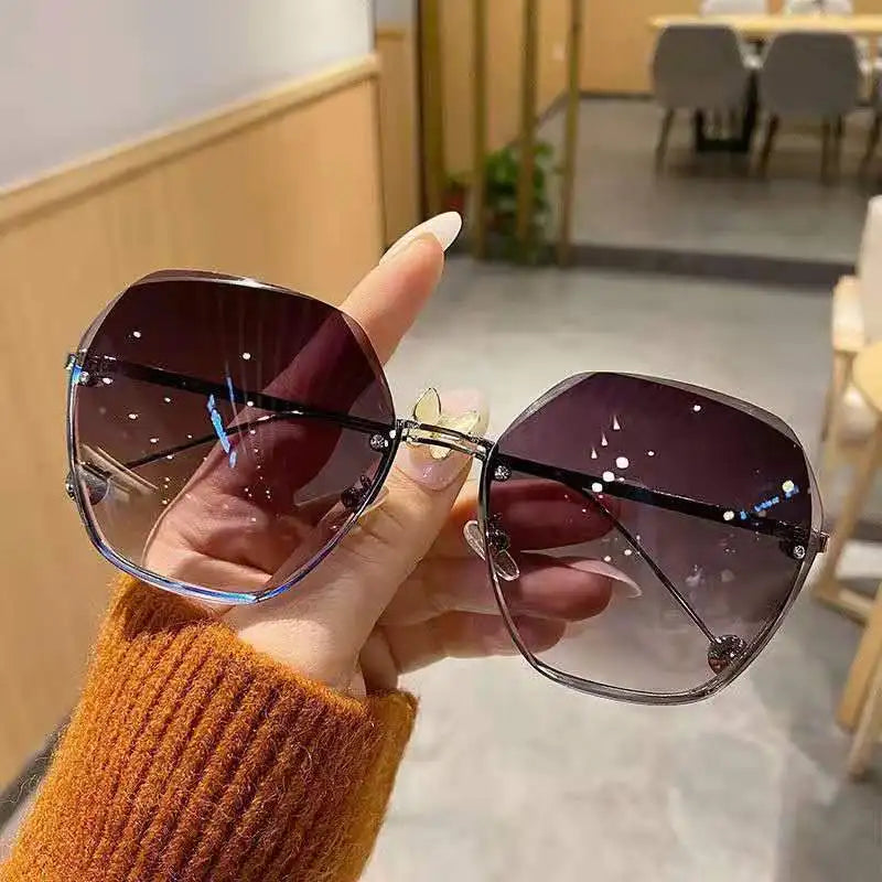 SKYWAY Fashion Rimless Metal Women Sunglasses Oversized Frameless Ladies Sun Glasses