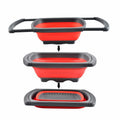Kitchen Foldable Colander Strainer Over the Sink Collapsible Vegetable Fruit Washing Basket Strainer with Extendable Handles