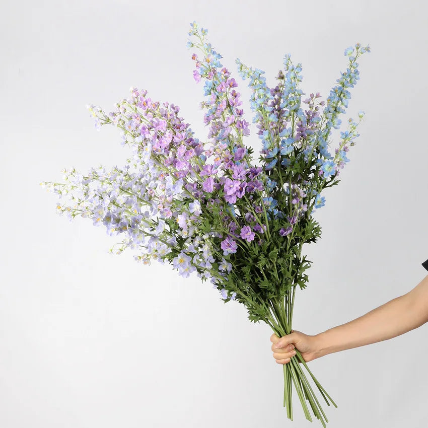 Artificial Real Touch Latex Delphinium Larkspur Flowers for Home Wedding Decoration
