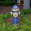 Resin Fire Hydrant Figurine Blue Gold Contrasting Color Style Realistic Shape Hand-painted Holiday Outdoor Decoration