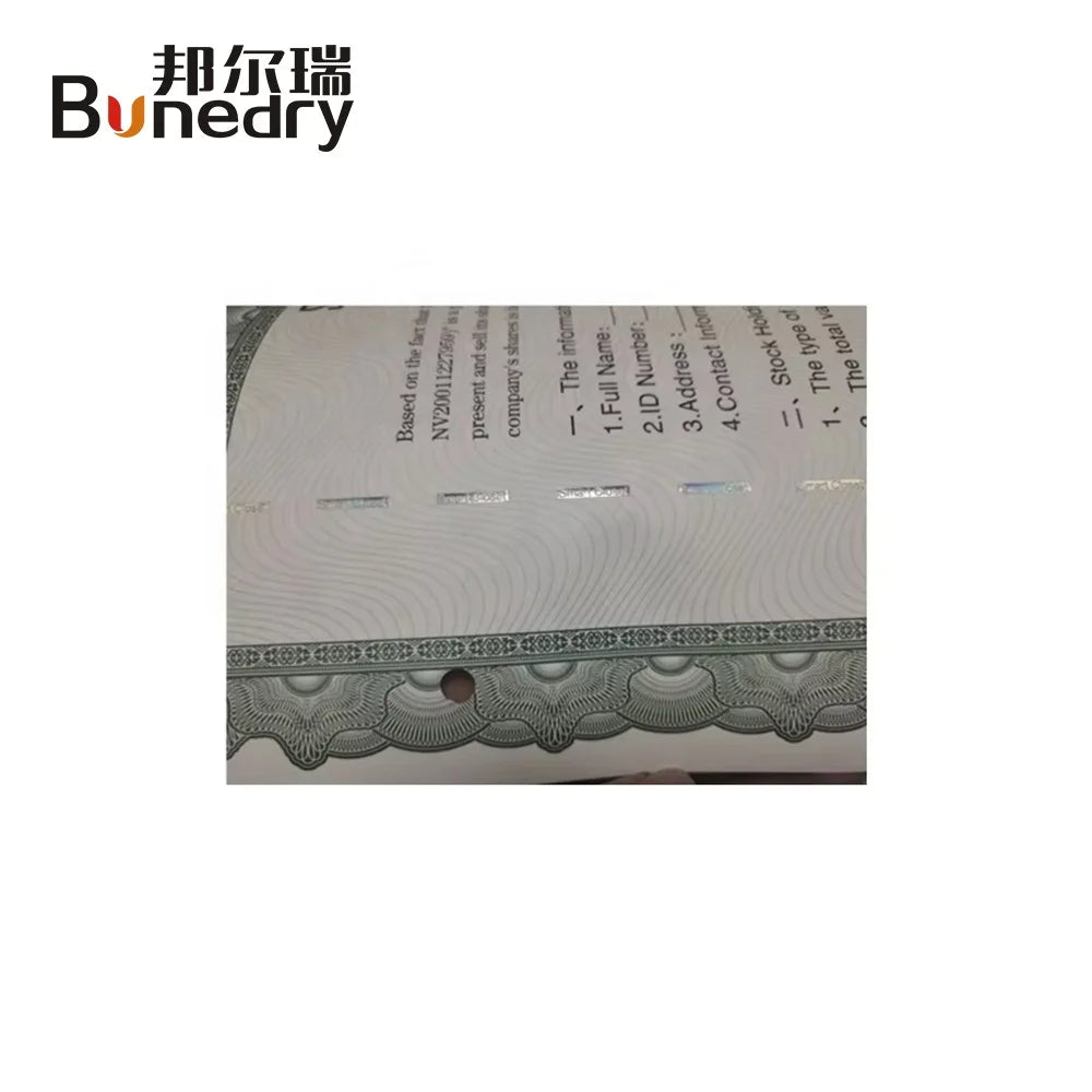 CE EN 50126 Certified 45g/m�� Security Fiber Watermark A4 Paper Double-Sided PVC for Banking Cheque Bond Certificate Carton