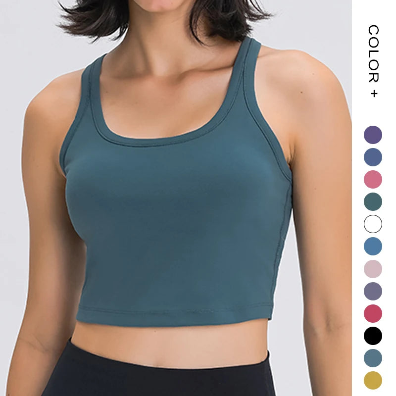 Wholesale Blank Crop Tank Jogging Top Sleeveless Shirt Women Racer Back Tank