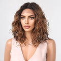 Wholesale Short Brown Synthetic Lace Wig Shoulder-Length Curly Wave Natural Lace Hair for Black Women Afro