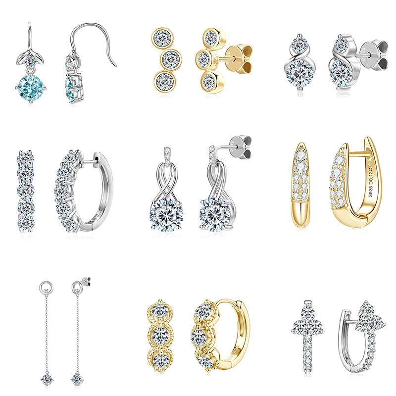 Latest Design Promotional GRA Certificated 6.5mm 1CT Moissanite 925 Sterling Silver Long Drop Earrings