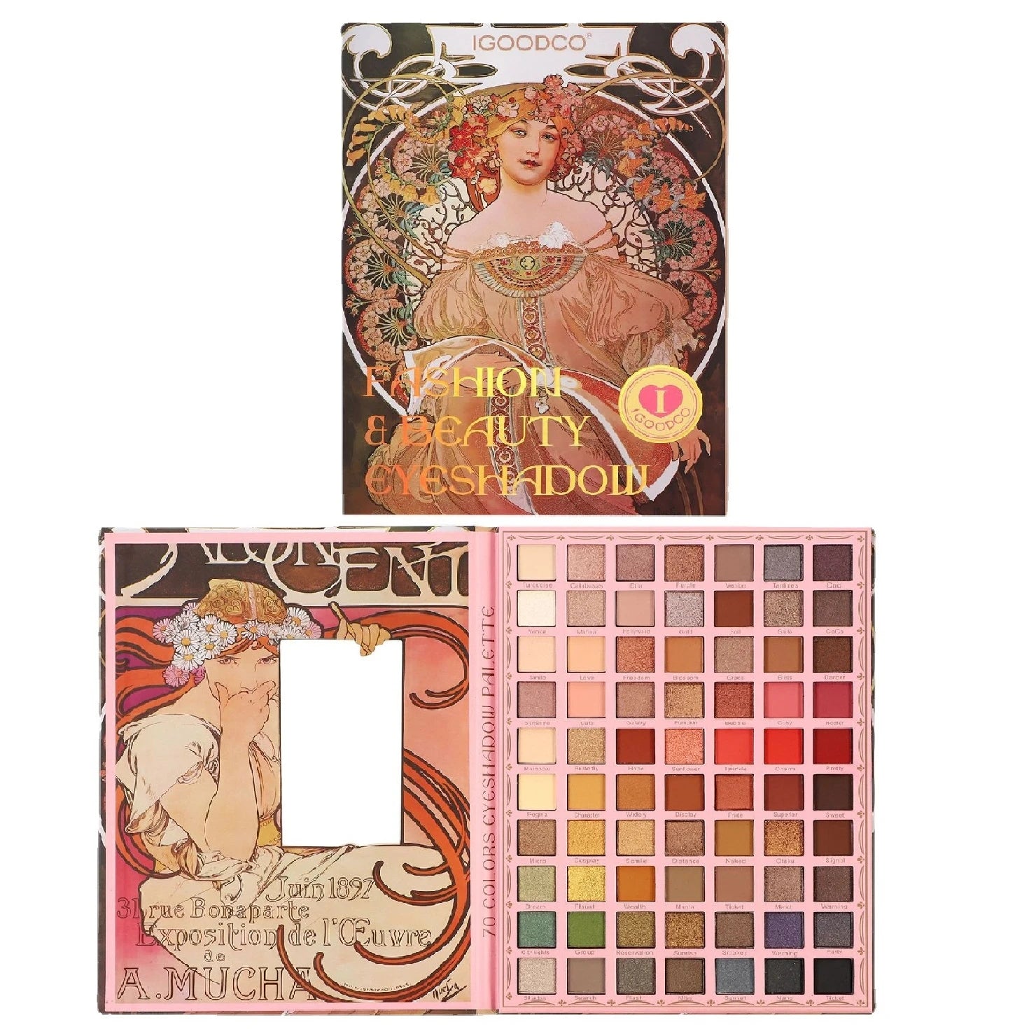 70 Color IGOODCO Eye Shadow Pressed Glitter Eyeshadow Factory Direct Waterproof Includes Cosmetic Mirror 2022 Lady Gift Set