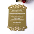 Luxurious Gold Acrylic Invitation Cards With Laser Cut Customized Shape Menu Card