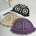 Women's Boho Crochet Flower Bucket Hat Handmade Wool Beanie Hollow Floral Design Floppy Cap for Casual Party Cycling Outdoor