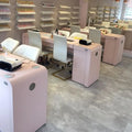Nail Salon Equipment Pink Nail Manicure Table With Double Drawer