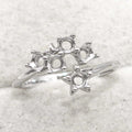 Sterling Silver 3*3mm Semi Mount Ring Empty Frame Blank Support Claw Setting S925 Base Holder Without Center Stone for Inlay DIY