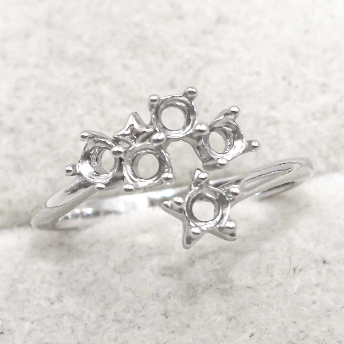 Sterling Silver 3*3mm Semi Mount Ring Empty Frame Blank Support Claw Setting S925 Base Holder Without Center Stone for Inlay DIY