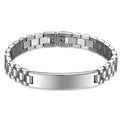 Classic Hip Hop Men's Stainless Steel Bracelet Engraved Chain Link Hand Jewelry for Anniversary Gift