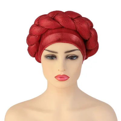 Wholesale Fashionable  Multi - Color New Bronzing Cloth Braided Hats Muslim Hats African Women Baotou Hats