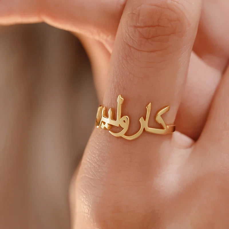 Custom Arabic Name Rings Fashion Personalized Gold Plated Rings Jewelry Women