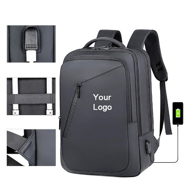 Custom logo Waterproof Boys Students School Backpack USB Men's Business Laptop Backpack Bags for College Students