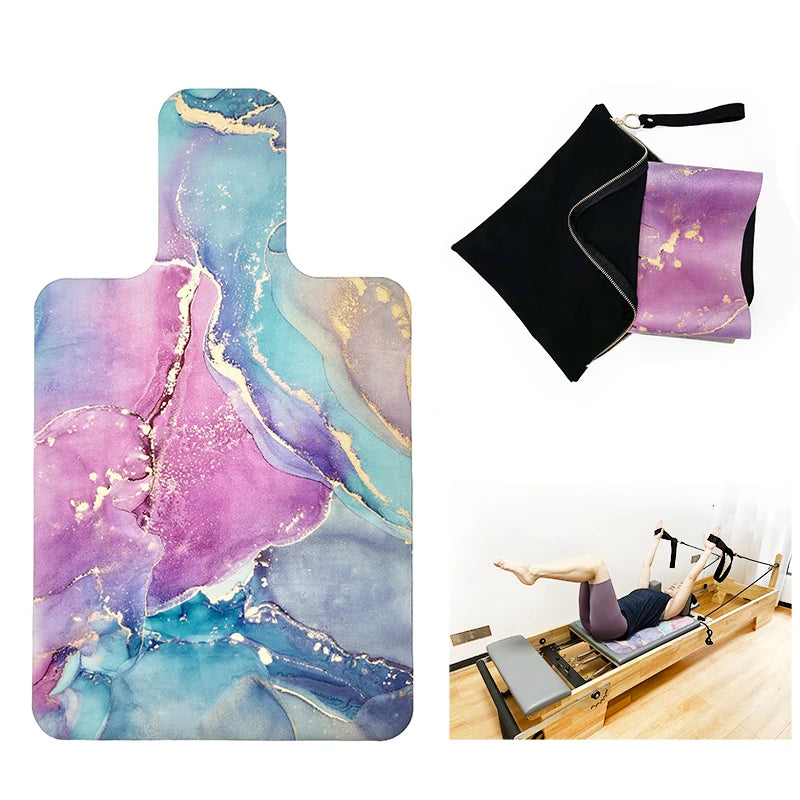 Thin Pilates Accessories Hygiene Reformer Cover Pilates Mat Rainbow Marble Non-Slip Pilates Reformer Mat Towel With Custom Print