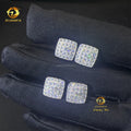 Popular Square Style Luxury Rapper Style Iced Out Hip Hop Man Stud Earrings Moissanite Diamond Screw Back Stud Earring 925