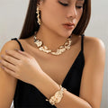 Simple Irregular Big Heavy Metal Gold Chain Necklace Bracelet for Women Punk Adjustable Choker Link Earring Jewelry Set Gift
