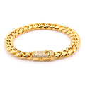 Luxury Jewelry Gold Plated Cuban Chain Bracelet Hip Hop Men's Cubic Zircon CZ Miami Cuban Chain