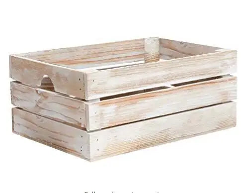 Rustic White Washed Decorative Wood Crate Rectangle Storage Container Basket Carved Multifunctional Sundries Fruit Storage