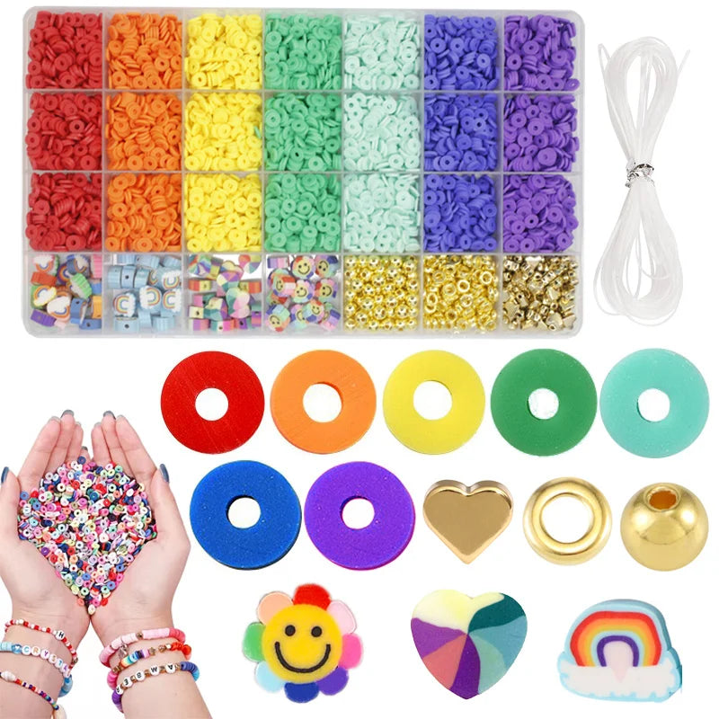 Rainbow Polymer Clay Ball Beads 6mm DIY Bracelet Earring Sweet Candy Accessories Girls Pink Ceramic Loose Jewelry Making Use