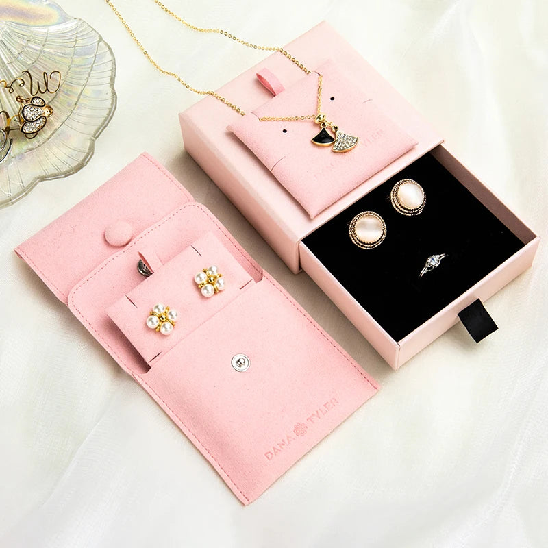 Wholesale Custom Microfiber Snap Jewelry Bags Microfiber Jewelry Container Custom Packaging