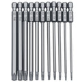 11/12pcs 50/75/100mm Security Bit Set Tamper-Proof Industrial Grade Screwdriver Drill Bits Steel Handle Torx Flat Head 1/4 Hex