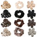 KUACHI Factory Wholesale Hair Claw Set Women Flower Hair Claw Fashion Pink Large Scrunchies Hair Accessories Gift Box