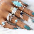 Hot Sale Vintage Big Stone Ring Set Boho Antique Heart Flower Rings for Women