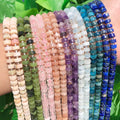 Newest Natural Stone Beads Amethyst Sunstone Aquamarine Rondelle Spacer Beads Disc Gemstone Wheel Beads for Jewelry Making