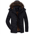M-7XL New Autumn/winter Mid Length Hooded Plush Jacket Men's Large Cotton Zipper Jacket