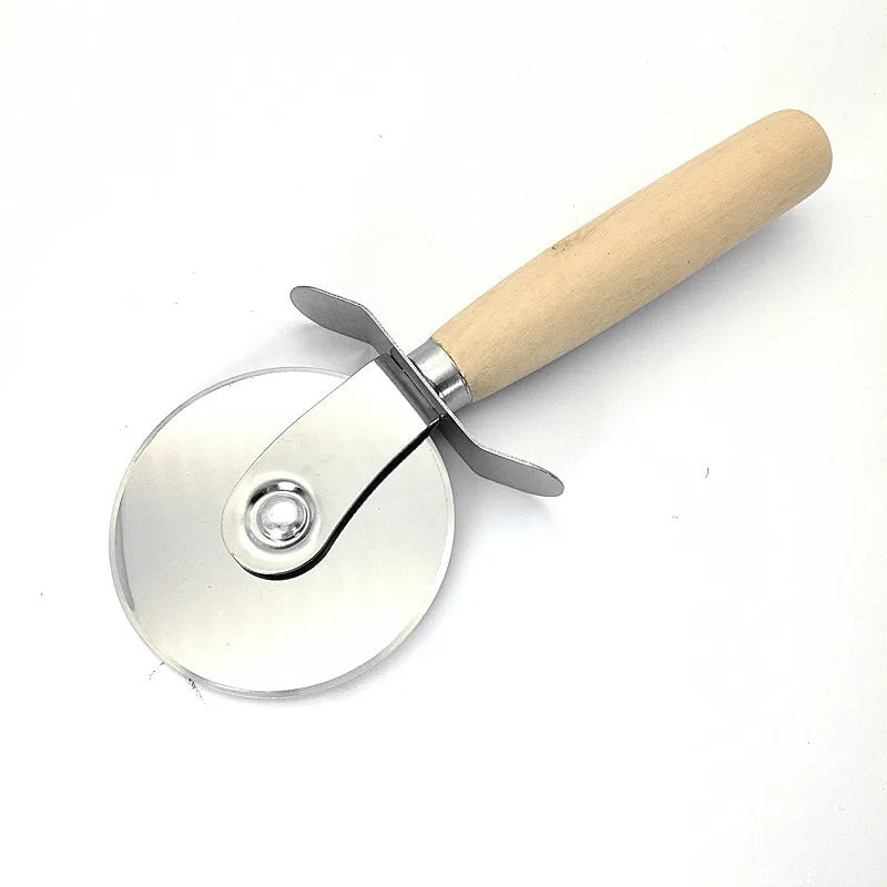 Wholesale Wood Stainless Steel Wheel Blade Cheese Slicer Pizza Cutter with Wooden Handle MegaBDM