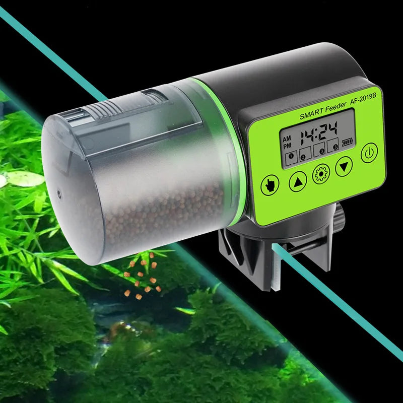 Smart Automatic Fish Feeder Aquarium Feeder Fish Tank Auto Feeding Dispenser with LCD Indicates Timer Aquarium Accessories 200ml