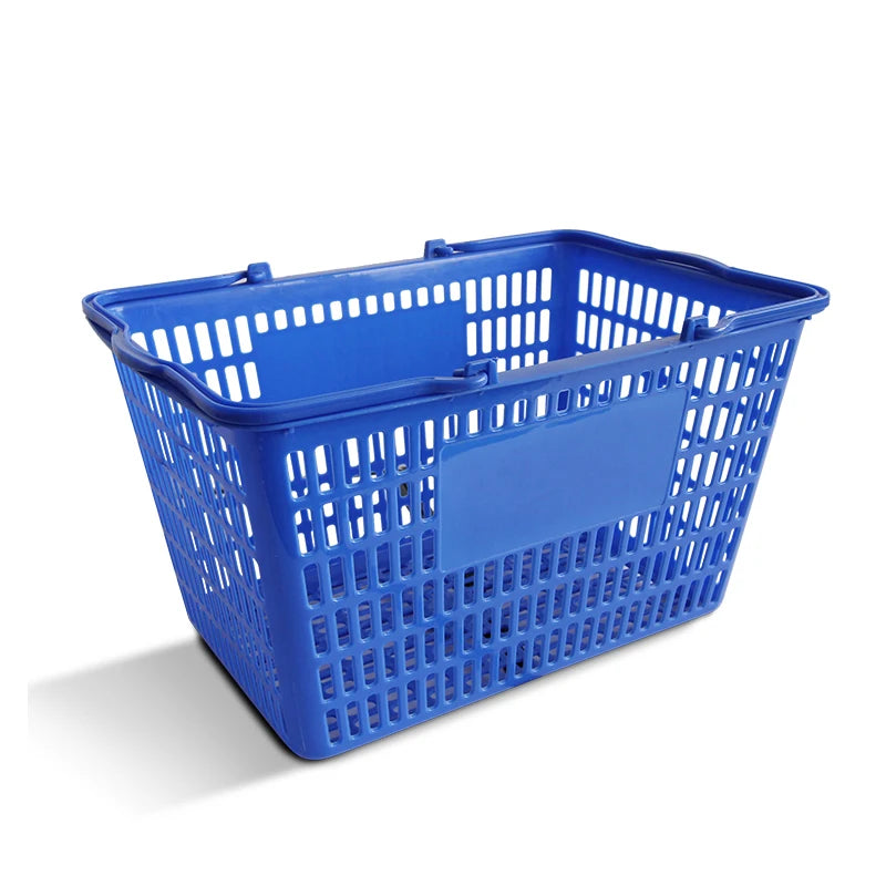 Hot Popular Electroplate Handle Shopping Basket Plastic Trolley  Plastic Shopping Baskets  for Super Shop and Supermarket