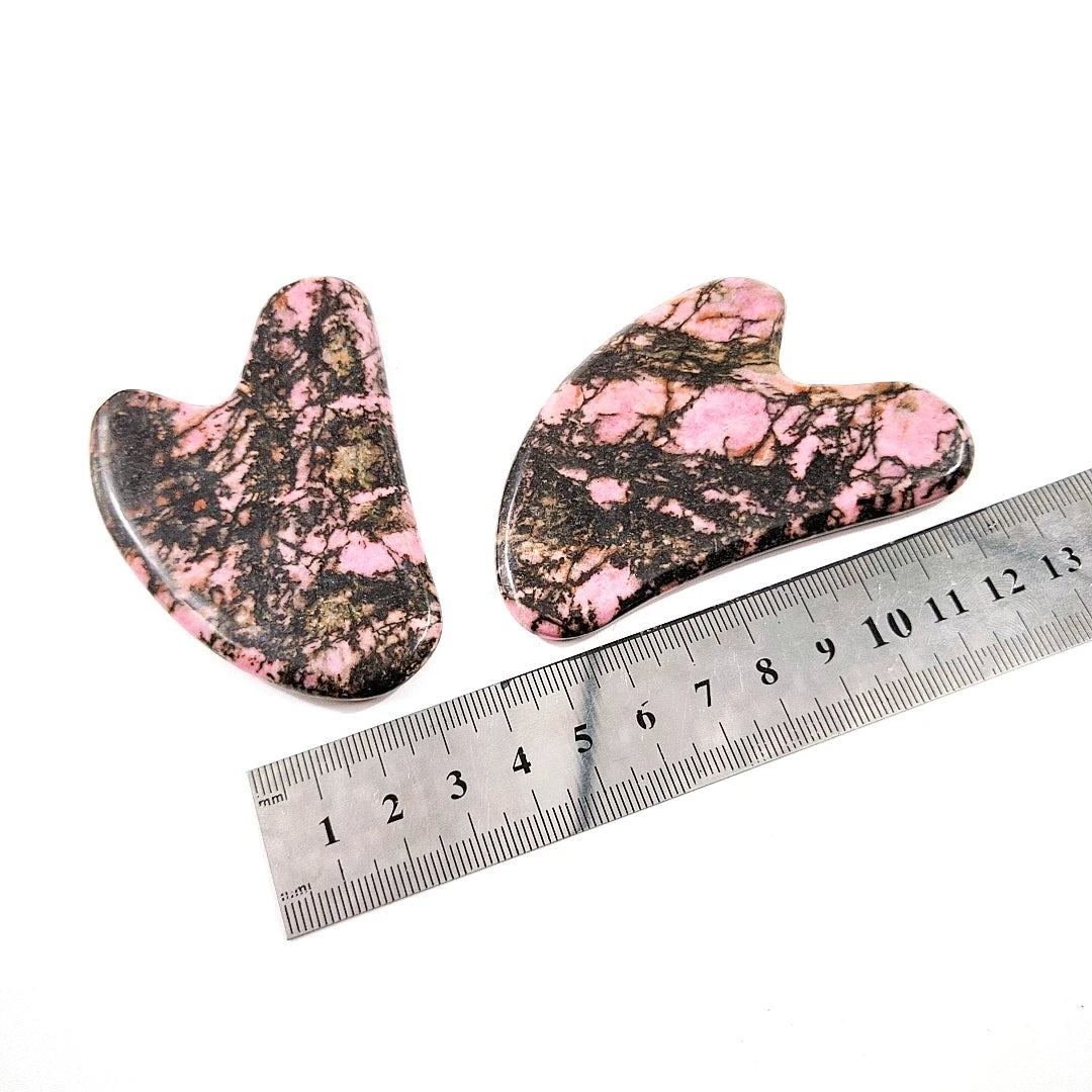 Huiying Fashion Rhodonite jasper Gua Sha Board Stone Tool for Anti Aging Heart Guastone