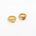 High End 18K Plain Gold Zirconia Heart Statement Croissant Rings Stainless Steel Trendy Simple Gold Plated Jewelry