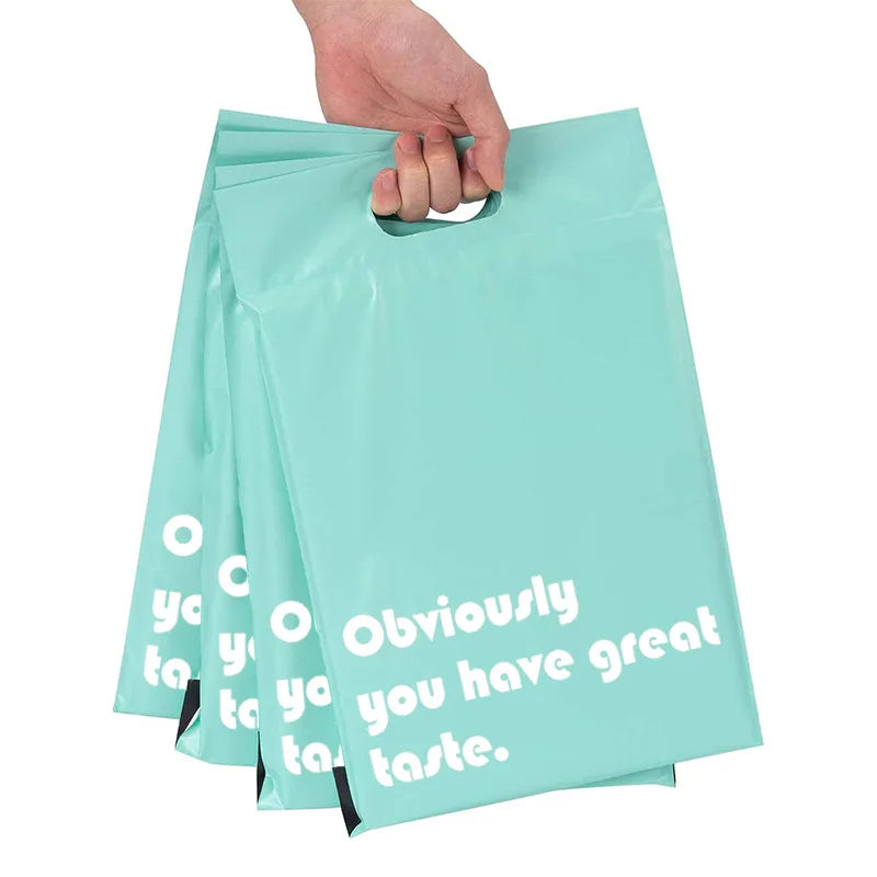 Green Poly Mailers 14.5x19 Handles Self Adhesive Waterproof Eco-friendly Non-toxic Shipping Bags for Shoes & Socks
