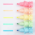 PinGlory 2023 School Office Cute Bear Plastic Permanent Ink Paper Oblique Brush Tip 5MM 5-colors Environmentally Marker Pens