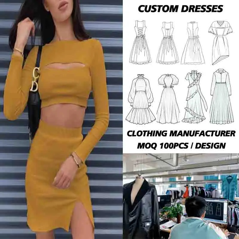 High Quality  Split Sweat Mini Dress Factory Price New Arrival Set Women Two Piece Skirt Dress