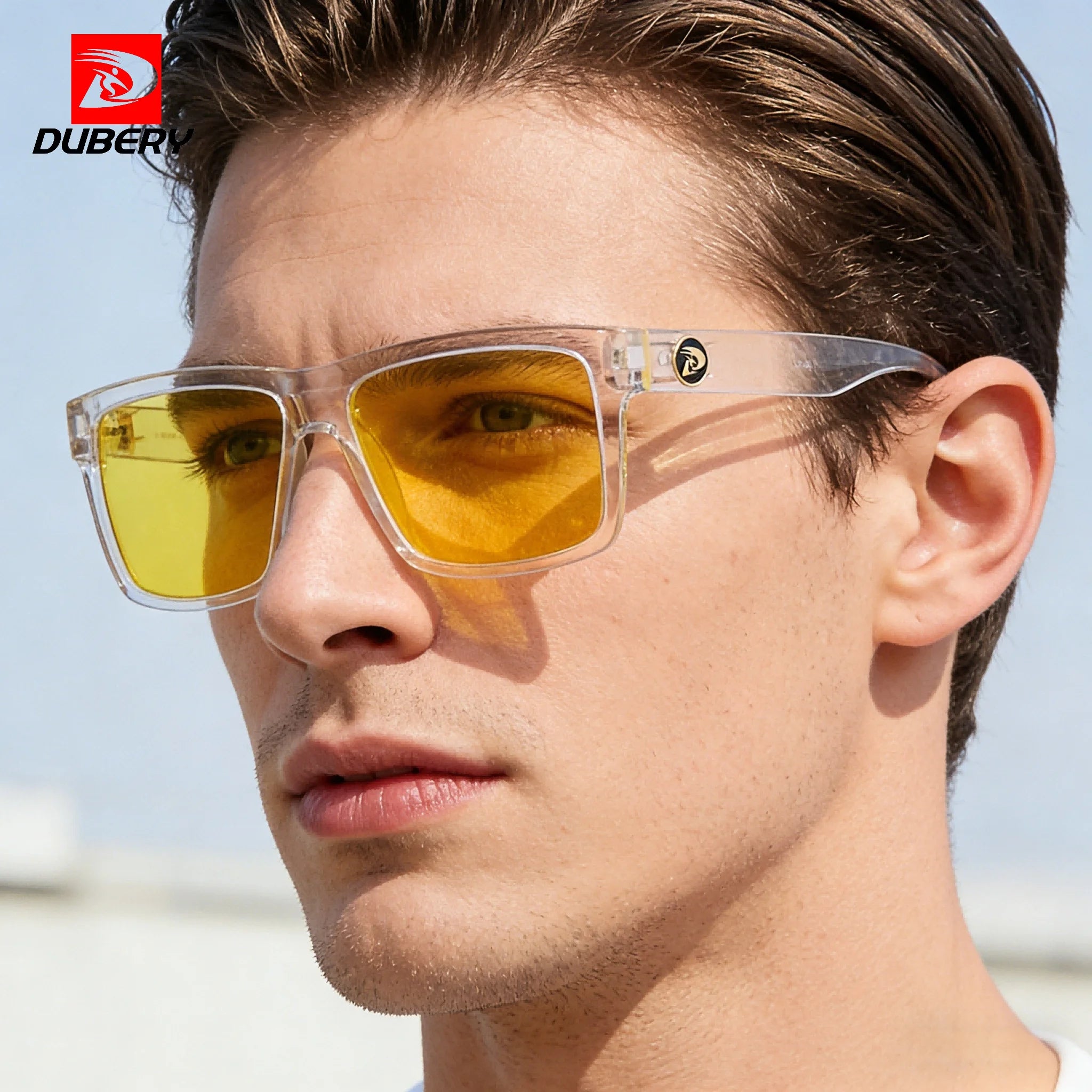 DUBERY 2026  Retro Sunglasses Famous Brands Men Vintage Yellow Polarized Sunglasses Wholesale Futuristic Fashion Sunglasses