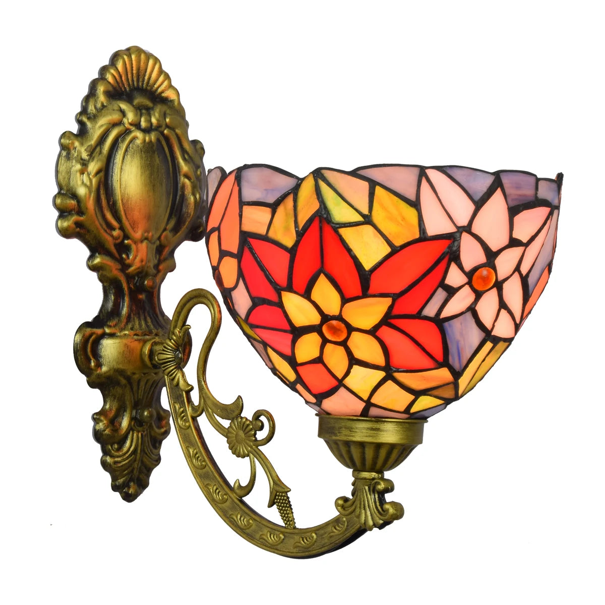 European Color Glass Retro Mirror Headlight American Garden Best Wall Lamp Sunflower Single Glass Living Room Wall Lamp