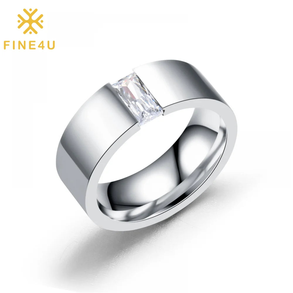 Men's Jewelry Wedding Fashion Jewelry Cubic Zirconia Stainless Steel Engagement Diamond Ring